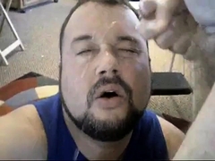 Eating More Cum off of not Silverdaddy's Face